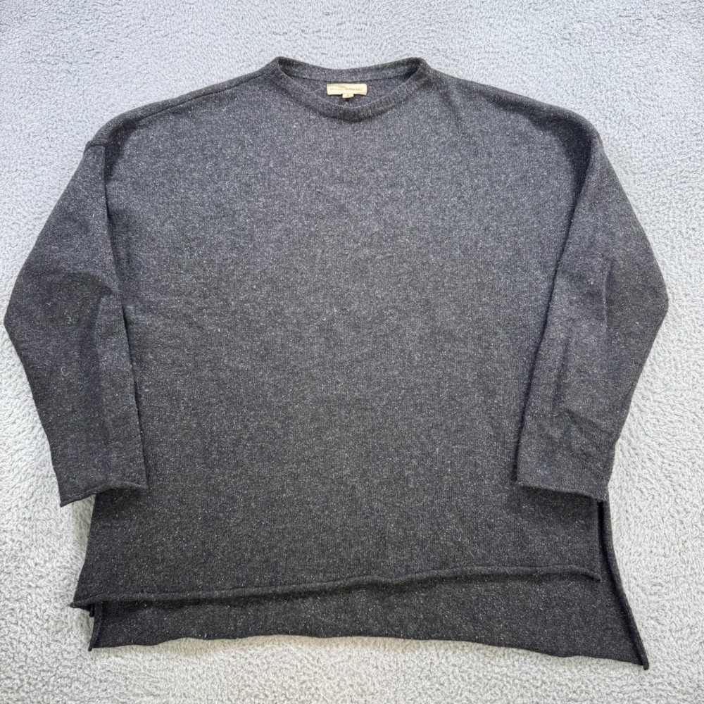 Micaela Greg Womens Charcoal Gray 100% Merino Wool Oversized Pullover Sweater S